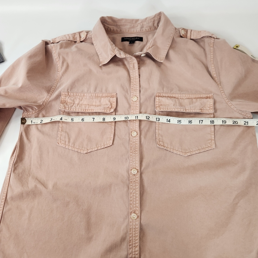Banana Republic Shirt Womens L Dusty Rose Button Up Utility Soft Wash Casual - Picture 9 of 12